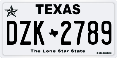 TX license plate DZK2789
