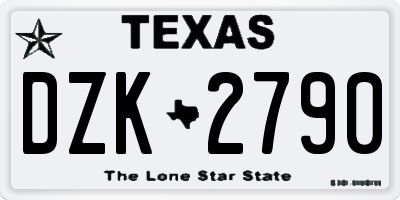 TX license plate DZK2790