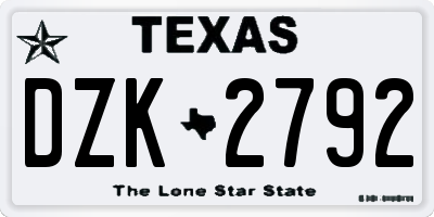 TX license plate DZK2792