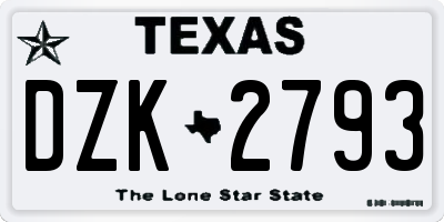 TX license plate DZK2793
