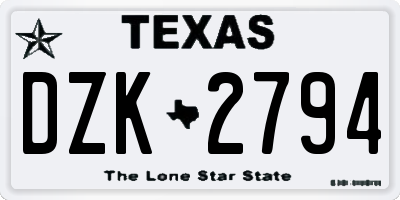 TX license plate DZK2794