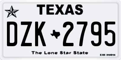 TX license plate DZK2795