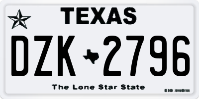 TX license plate DZK2796