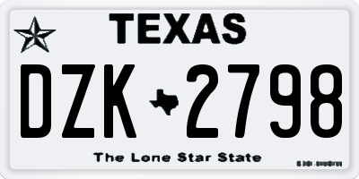 TX license plate DZK2798