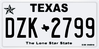 TX license plate DZK2799