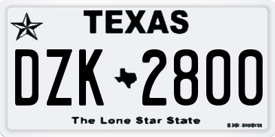 TX license plate DZK2800