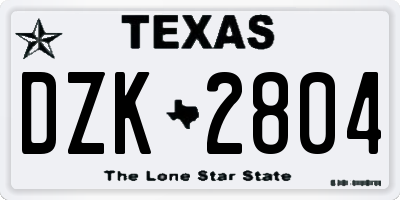 TX license plate DZK2804
