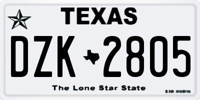 TX license plate DZK2805