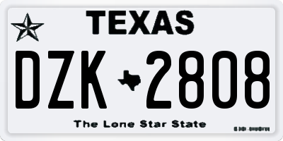 TX license plate DZK2808