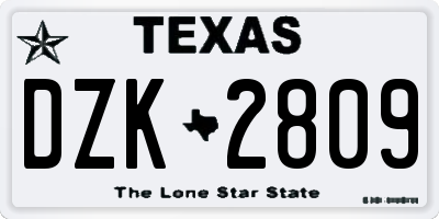 TX license plate DZK2809
