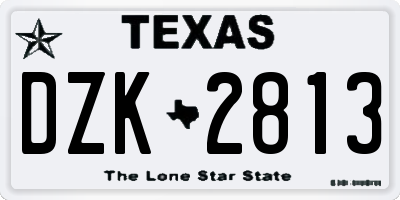 TX license plate DZK2813