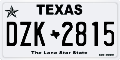 TX license plate DZK2815