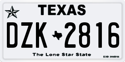 TX license plate DZK2816