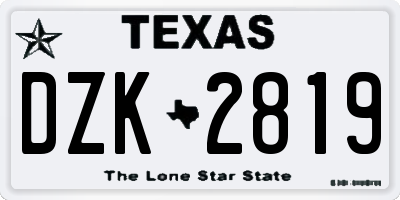 TX license plate DZK2819