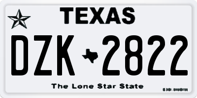 TX license plate DZK2822