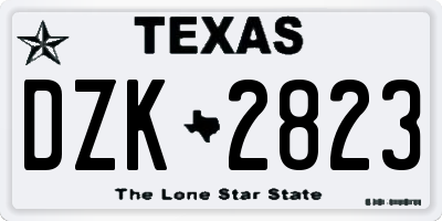 TX license plate DZK2823