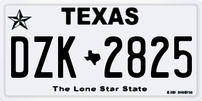 TX license plate DZK2825