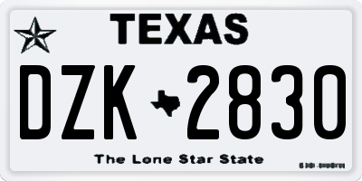 TX license plate DZK2830