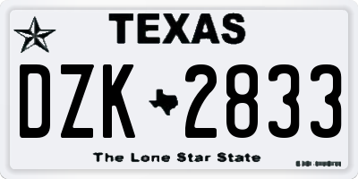 TX license plate DZK2833