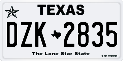 TX license plate DZK2835