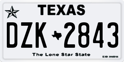 TX license plate DZK2843