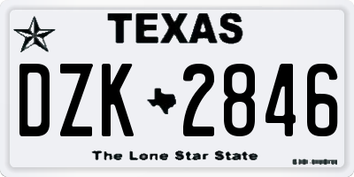 TX license plate DZK2846