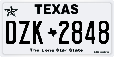 TX license plate DZK2848