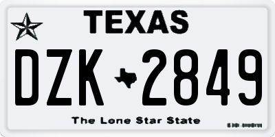 TX license plate DZK2849