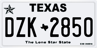 TX license plate DZK2850