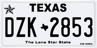 TX license plate DZK2853