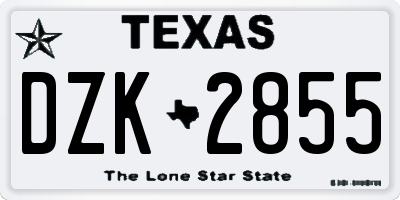 TX license plate DZK2855