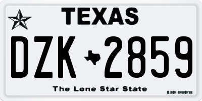 TX license plate DZK2859
