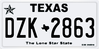TX license plate DZK2863
