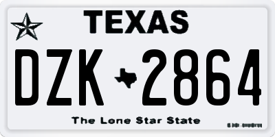 TX license plate DZK2864