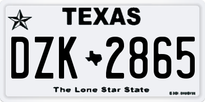 TX license plate DZK2865
