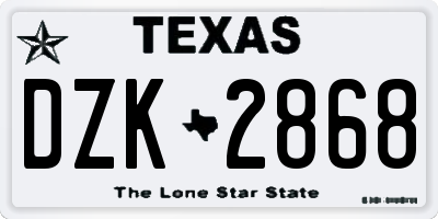 TX license plate DZK2868