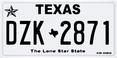 TX license plate DZK2871