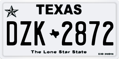 TX license plate DZK2872