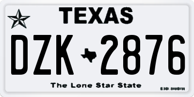 TX license plate DZK2876