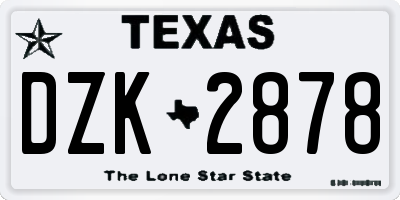 TX license plate DZK2878