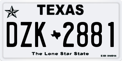 TX license plate DZK2881