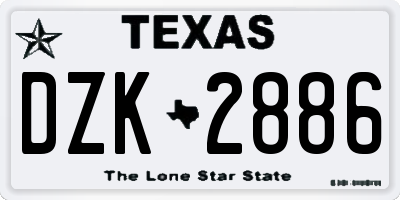 TX license plate DZK2886