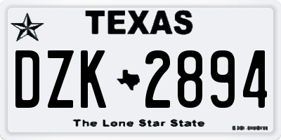 TX license plate DZK2894