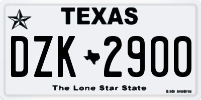 TX license plate DZK2900