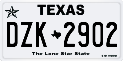 TX license plate DZK2902