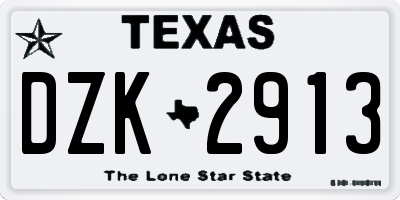 TX license plate DZK2913