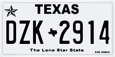 TX license plate DZK2914