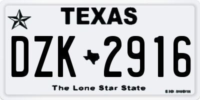TX license plate DZK2916