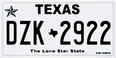 TX license plate DZK2922