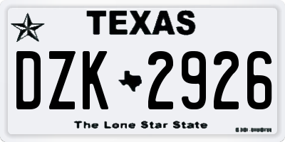 TX license plate DZK2926